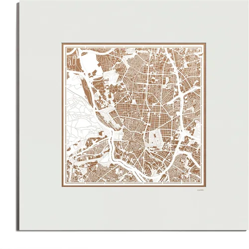 Vista 147 de O3 Design Studio Mapa de corte de papel de París, color negro mate, 20 x 20 pulgadas, arte en papel