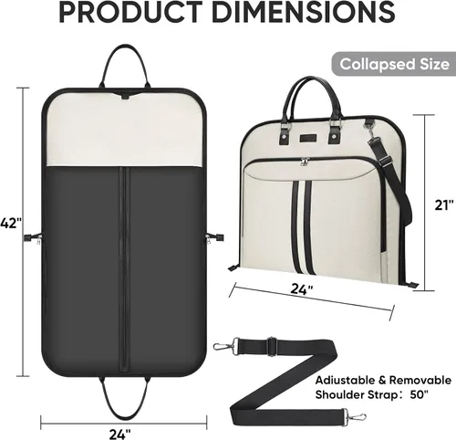 Vista 4 de Bolsa de ropa de viaje BALEINE, bolsa de traje de viaje para hombres, bolsa de ropa de 42'' impermeable para llevar, bolsa de ropa de viaje