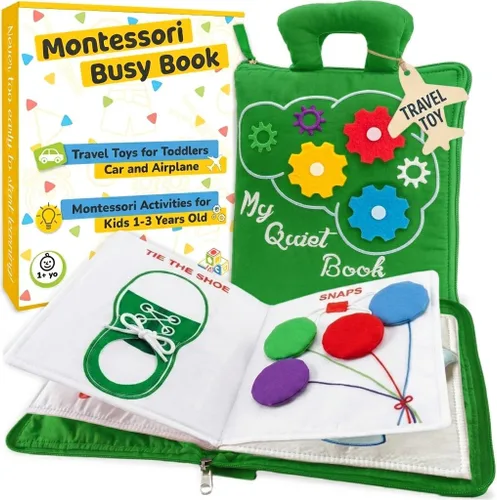 Vista 11 de deMoca - Juguete montessori, libro para bebés - Juguetes para niños pequeños - Juguete de viaje - Juguete educativo con actividades para niños