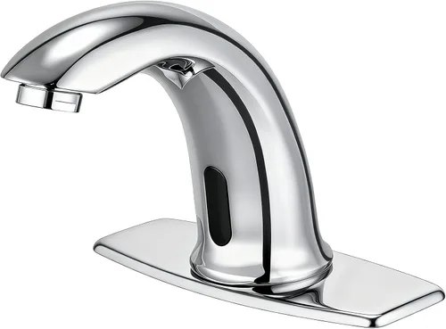 Vista 10 de Grifo automático para lavabo de baño con sensor de movimiento sin contacto Brushed Nickel Finish, Touchless Infrared Sensor, Water-Saving, Battery