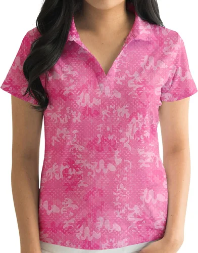 Vista 15 de YATTA GOLF Polo de golf prémium para mujer, ligero, de secado rápido, resistente a las arrugas y absorbe la humedad Aloha Sunrise