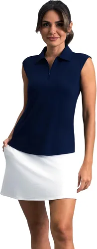 Vista 13 de IBKUL Athleisure Wear - Polo sin mangas con protección solar UPF 50+ Icefil Cooling-Solid sin mangas 84000 Negro