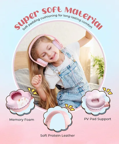 Vista 3 de DyBaxa Auriculares para niños, auriculares plegables con cable para niños, limitador de volumen de 94 dB, auriculares para niños para clases