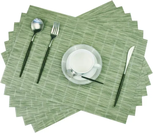 Vista 75 de Manteles individuales de vinilo resistentes al calor, lavables, fáciles de limpiar, manteles individuales de plástico para cocina, mesa de comedor