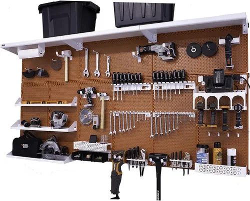 Vista 24 de OmniWall Weekend Warrior XL - Sistema de organización de pared de metal (negro/azul)