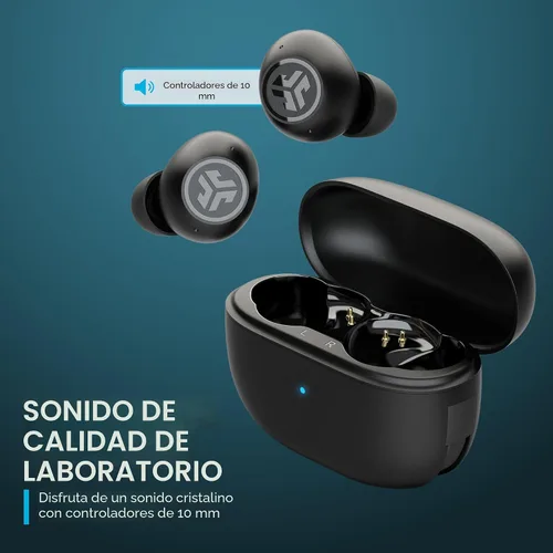 Vista 4 de JLab Go Pop ANC Auriculares inalámbricos verdaderos & Estuche de carga, Negro, Cancelación activa de ruido, Controladores de 10mm, Conexión dual