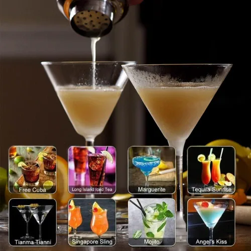 Vista 5 de Coctelera pequeña mini coctelera de Martini de acero inoxidable con colador (8.5 fl oz+11.8 fl oz)