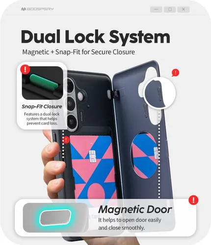 Vista 202 de GOOSPERY Parachoques magnético para puerta compatible con Galaxy S9 Plus, tarjetero tipo billetera con cierre automático por iman, funda protectora