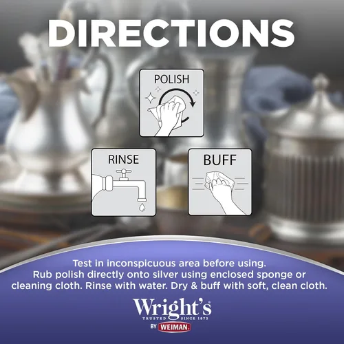 Vista 6 de Wright's Limpiador y esmalte de plata, 7 onzas (paquete de 2) sin amoníaco, uso en plata, joyas, plata antigua