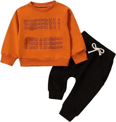 Vista 6 de TBUIALL Kids Outfit Soft Cotton Warm Crewneck Four Color Olive Print Long Sleeved Hoodie Set For Boys Or Infant Girl