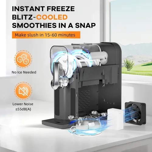 Vista 3 de Garvee Máquina de granizado para el hogar, no necesita hielo, máquina de bebidas congeladas con pantalla LED y 6 programas preestablecidos, función