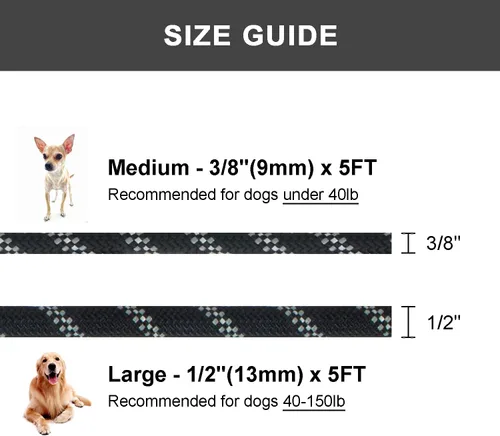 Vista 6 de Correa Deslizante de 5 Pies para Perro, Correa de Cuerda Resistente para Perros Pequeños, Medianos y Grandes, Correa de Entrenamiento Sin Tirones