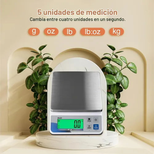 Vista 2 de Polit - Báscula digital de cocina (18 libras/8kg, 0.02 oz) báscula