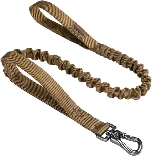 Vista 9 de EXCELLENT ELITE SPANKER Correa elástica militar para perros con 2 asas de control acolchadas para perros medianos y pequeños (negro)