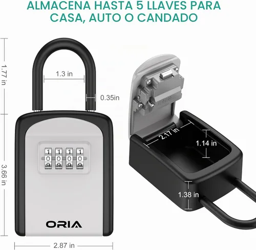 Vista 6 de ORIA Caja de bloqueo de llaves, caja de seguridad para llaves, combinación de 4 dígitos, caja de bloqueo de almacenamiento de llaves impermeable