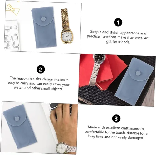 Vista 6 de 3 unids bolsa de terciopelo bolsa de reloj caja de joyería portátil reloj bolsa de viaje organizador de reloj de mano cadena pulsera bolsas