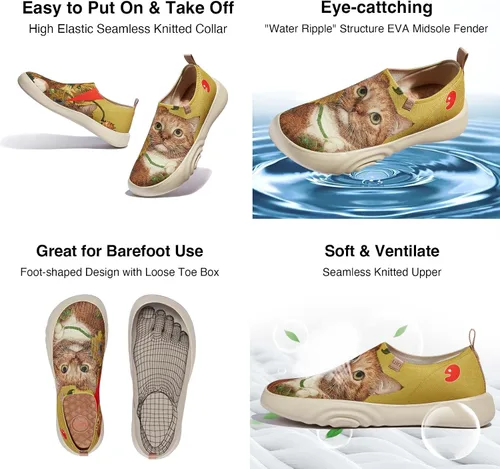 Vista 6 de UIN x FatCatArt Collaboration Women's Art Travel Shoes Slip On Casual Loafers Lightweight Comfort Fashion Sneaker