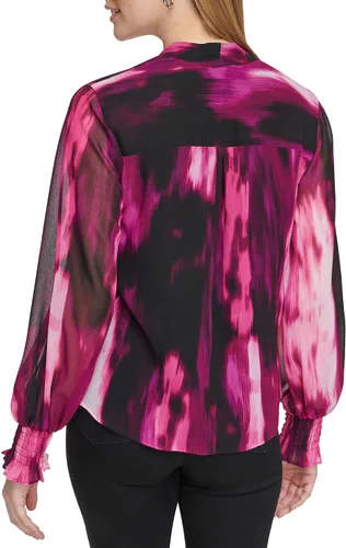 Vista 3 de Calvin Klein Blusa estampada con cuello en V para mujer