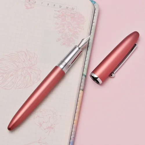 Vista 8 de Asvine Hongdian 620 Pluma estilográfica de metal rojo extra fina pluma clásica pluma oficina escritura con caja de metal