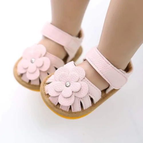 Vista 4 de Zoolar Sandalias transpirables de primera calidad para bebés y niñas, zapatos de playa casuales para el verano, ligeros, con lazo de flor, suela