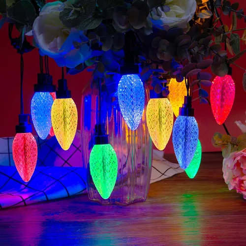Vista 3 de AWQ Cadena de luces para exteriores de 35 pies de 3.9 pulgadas, luz de cono de pino súper grande, inastillable e impermeable, luz decorativa