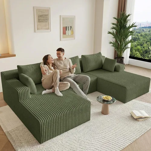 Vista 47 de Lakifun Sofá en Forma de L de 107" con Otomana, Seccional Modular Moderno Sofá Cómodo en Forma de U Nube, Asiento Profundo, Chaise Longue Cama