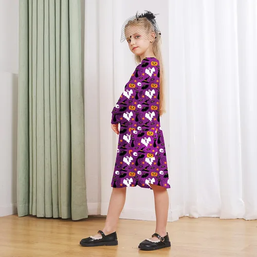 Vista 3 de Vestidos casuales de manga larga con bolsillos para niñas