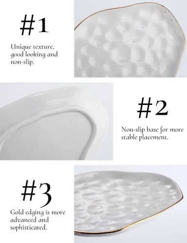 Vista 3 de AISBUGUR Plato de joyería, bandeja para joyas, plato para anillos, juego de 2 abalorios de gran capacidad para más joyas, cuenco de joyería