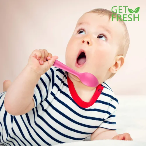Vista 8 de GET FRESH Juego de cucharas de bambú para niños, paquete de 4 cucharas reutilizables de fibra de bambú para uso diario, cubiertos grandes de bambú