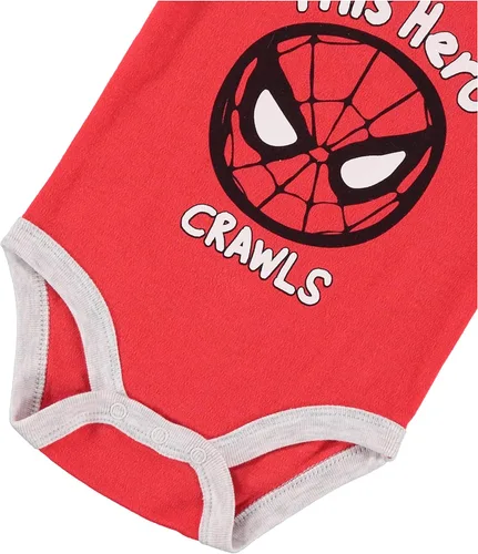 Vista 5 de Marvel Conjunto de 3 piezas de ropa de bebé de Spider-Man con pañal, pantalones y sombrero para bebé