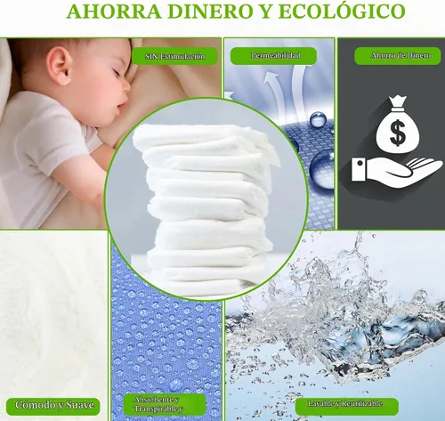 Vista 3 de Fasoar - Pañales predoblados de tela – 100% algodón premium sin blanquear, 3 capas lavables para bebés a niños – multiuso (10-35 libras) 5/6/10/12