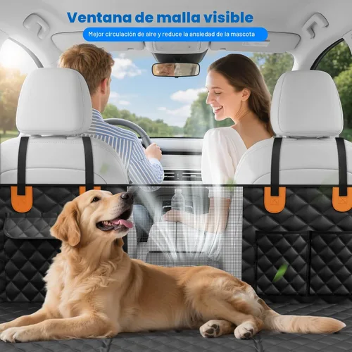 Vista 4 de Funda de Asiento de Coche para Perro para Asiento Trasero con Fondo Rígido, Extensor de Asiento Trasero Impermeable para Perros, Hamaca para Perros