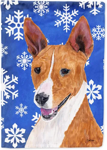 Vista 198 de Caroline's Treasures SC9374GF Bulldog English Snow flakes Holiday Garden Flag Buzón Bandera decorativa para patio exterior, patio, obras de arte