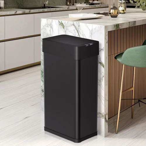Vista 7 de Arlopu Basurero automático de 18.5 galones, cubo de basura de acero inoxidable con sensor de movimiento de 70 pulgadas, papelera cepillada sin