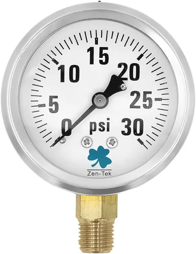 Vista 18 de Zenport LPG30 Zen-Tek Glicerina Medidor de presión relleno de líquido, 30 PSI, caja de 10