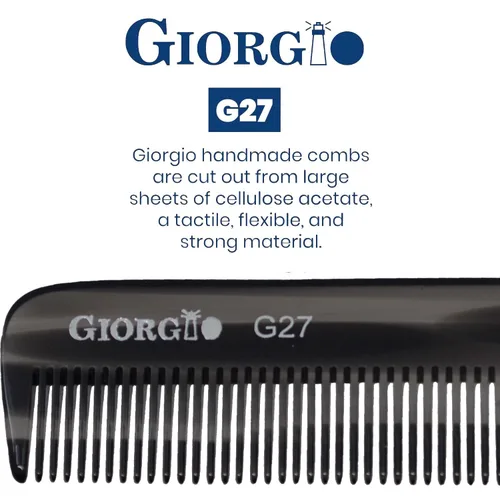 Vista 5 de Giorgio G27 - Peine de bolsillo para dientes finos, hecho a mano, alisador de pelo para el cuidado diario del cabello, bigote y barba para hombres