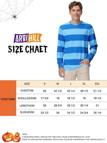 Vista 7 de Arvilhill Disfraz de Halloween para adultos, camisa polo clásica a rayas