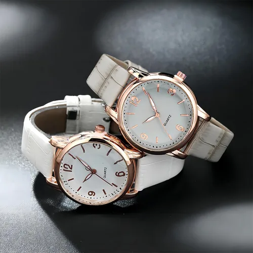 Vista 2 de Reloj de pulsera para mujer, estilo de moda, analógico, de cuarzo, con correa de cuero
