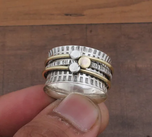 Vista 86 de Boho Spinner Ring, Mothers Day Gift, Silver 925 Women Ring, Sterling Silver 925 Ring, Fidget Spinner Ring,Women Silver Anxiety Ring