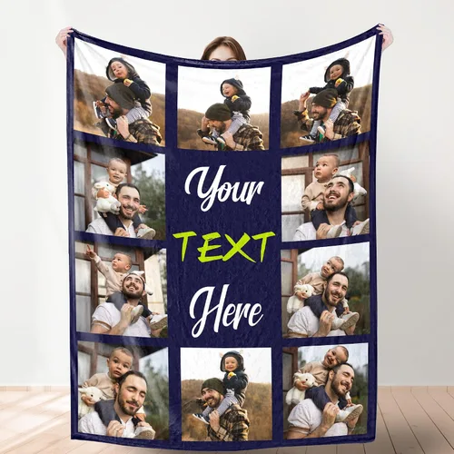 Vista 11 de YESCUSTOM Manta de fotos personalizada con 10 textos de fotos, fabricada en Estados Unidos, regalo para familiares, amigos, amantes para cumpleaños