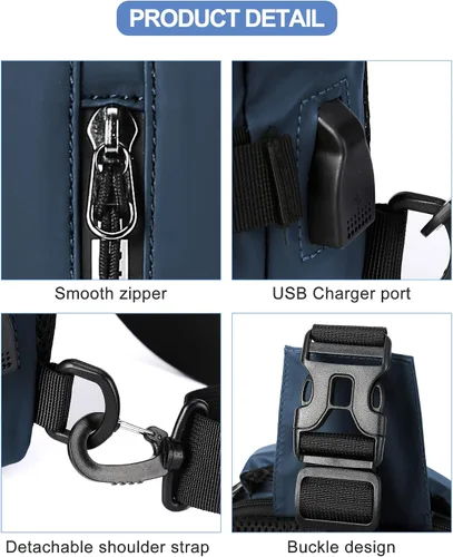 Vista 39 de Mochila cruzada pequeña negra para hombre y mujer, H-Negro, S, Moda