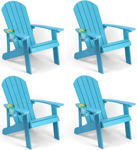 Vista 15 de Silla Adirondack, sillas de plástico resistentes a todo tipo de clima, con soporte para tazas, 5 pasos fáciles de instalar, sillas de exterior