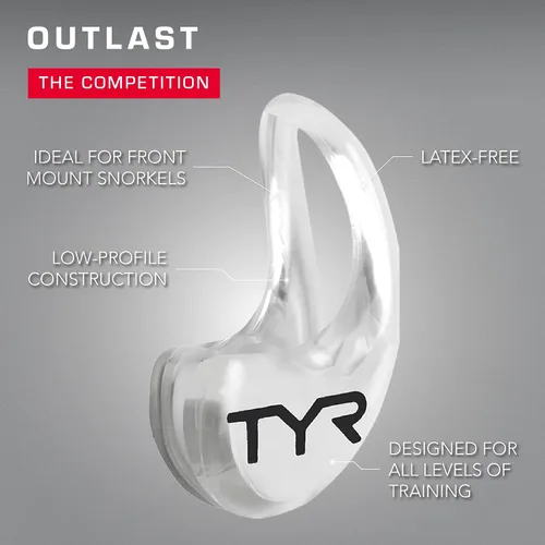 Vista 4 de TYR, pinza de natación Ergo Lightweight Polyurethane Frame Hypoallergenic TPR Nose Pads Ideal for Front Mount Snorkels 100% Latex-Free