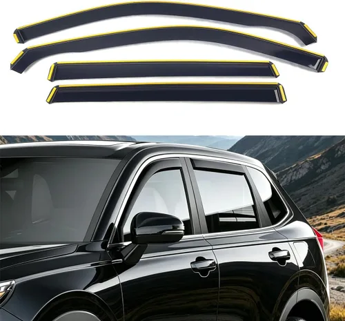 Vista 22 de Viseras de ventana compatibles con Wrangler JK de 4 puertas 2007-2018, protectores de lluvia negros en canal, 4 deflectores de ventana lateral