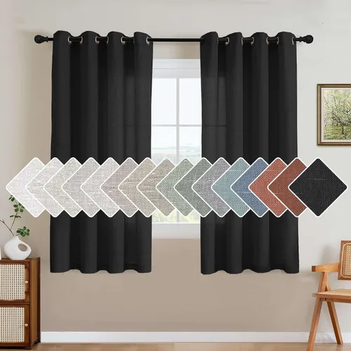 Vista 47 de H.VERSAILTEX Elegant - Cortinas texturizadas de lino natural mezclado con eficiencia energética, filtrado de luz, con ojales de níquel