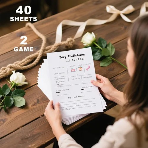 Vista 3 de Juegos de baby shower, 40 piezas de juegos de revelación de género, tarjetas de doble cara, 2 juegos – Predicciones y tarjetas de consejos