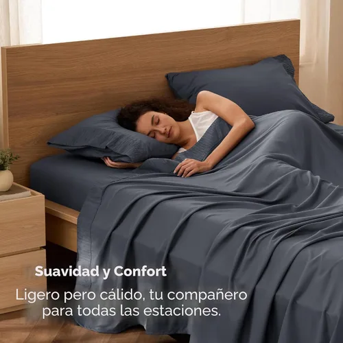 Vista 2 de Bedsure Juego de sábanas para cama individual - 3 piezas de sábanas suaves para cama individual - Transpirables y refrescantes - Calidad hotelera