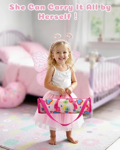 Vista 9 de BABESIDE Juego de cuna para muñecas de 18 pulgadas, cama de muñeca de bebé, cuna de juguete con bolsa de almacenamiento para accesorios de muñeca