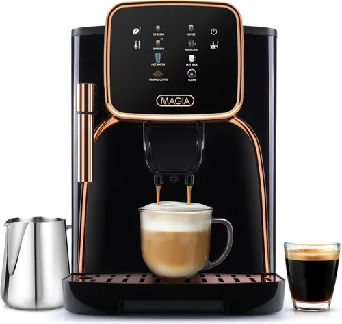 Vista 15 de Zulay Kitchen Magia Clasica - Máquina automática de café expreso con molinillo integrado, cafetera de panel táctil, espumador de leche con varita