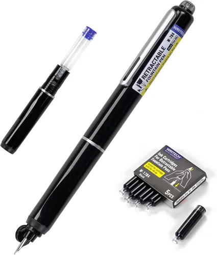 Vista 10 de WRITECH Pluma estilográfica: Cartuchos de tinta negra retráctil Clictek Rosa